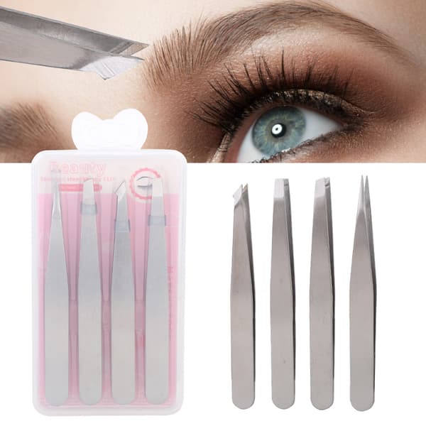 Rostfritt Stål Eyebrow Tweezer Slant Tip Eyebrow Shaping Clip Makeup Tool (Slipning)