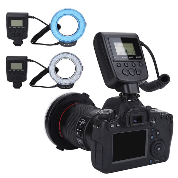 Bærbar 48 LED Ring Flash Lys Linse Adapter Ringe Sæt Til Canon til Nikon til Fuji SLR Kamera