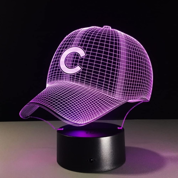 WJ 3D Hip Hop Baseball Team Cap Led 3D Illusion Nattlampa 7 Färger Usb5V/Batteri Amerikansk Baseballkeps Dekor Glödlampa Visuell Lampa Decoración Hatt-C