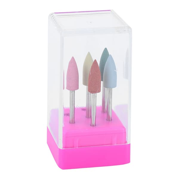 7 hullers neglekunstborr slipehode bitsholder beholder displayetui oppbevaringsboks (rosa)