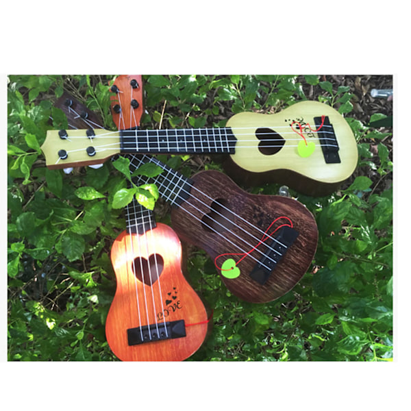 Simulering Ukulele 4 Strenger Justerbar Ukulele Barn Musikkinstrument Leke for Tidlig Utdanning 35cm Brun