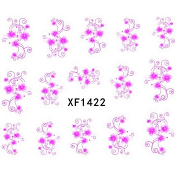 Pink Flower Pattern Decoration Nail Art Stickers Self-adhesive Manicure Decals XF1422