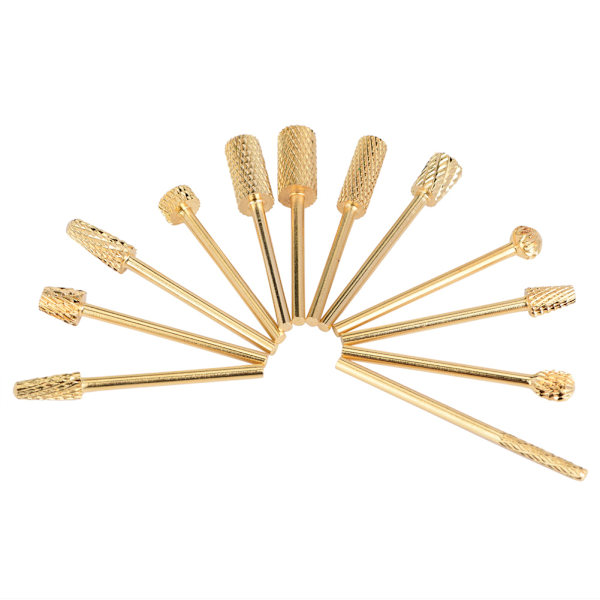 12 st/set Legering Volfram Stål Guld Nagelborr Bits Fil Slipning Huvud Manikyr Vård Verktygssats