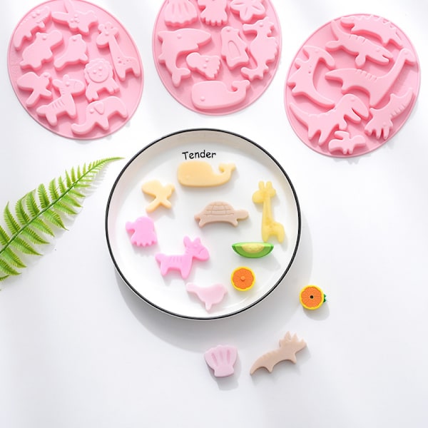 2 stk. Tegneserie Dyre Chokoladeform DIY Kage Bageform Dryp Lim Candy Pudding Flip Sukker Isblokform