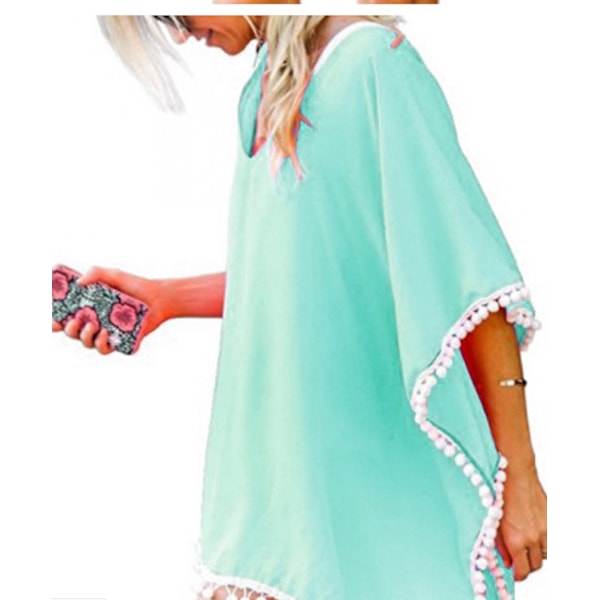 Kvinnors Chiffon Baddräkt Strand Baddräkt Cover Ups för Badkläder --- Blå F（Storlek XL）