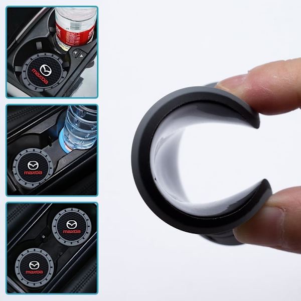 2 stk. Bilkopholder-underlag, kopholderindsats-underlag kompatibel med Mazda M2 M3 M5 M6 MX5 RX7 RX8 A8 CX9 MX6 R3 CX-5 CX-7 CX-8, skridsikre bilkopholdere