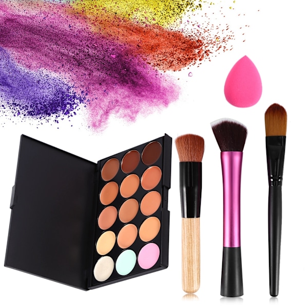 Kosmetiske børster Concealer Palette Kit Foundation Pudder Puff Makeup Pensel Sæt Værktøjer