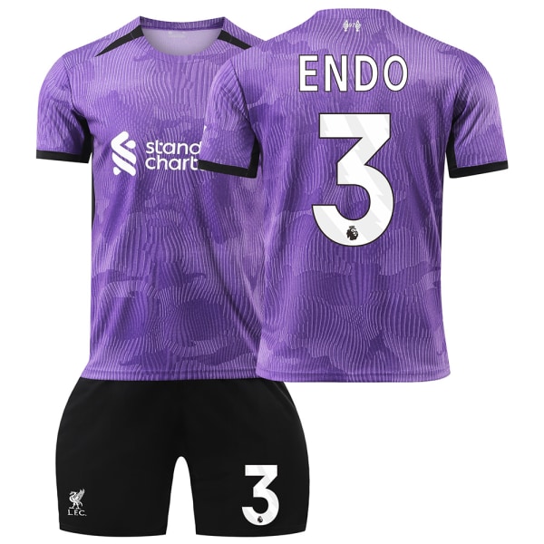 2023-2024 Liverpool 2:a borta fotbollströja för barn set-nr.3 ENDO#22 No.3 ENDO #22