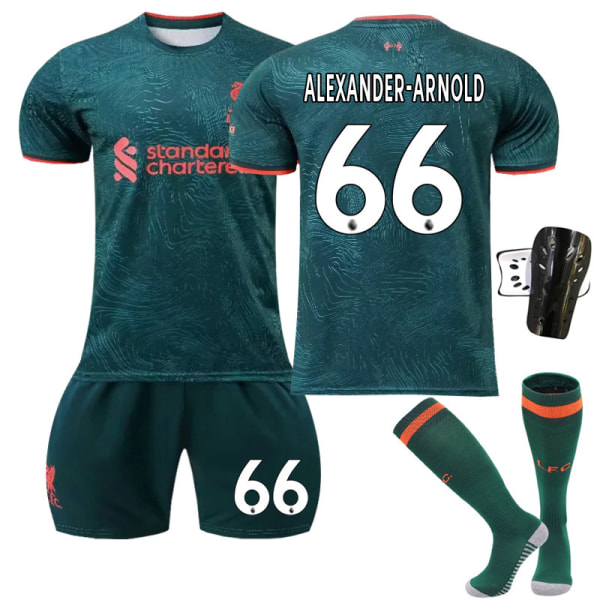 2023 Liverpool vieraspeli vihreä jalkapallopaita setti sukat ja polvisuojat-No.66 ALEXANDER-ARNOLD#20 No.66 ALEXANDER-ARNOLD #20