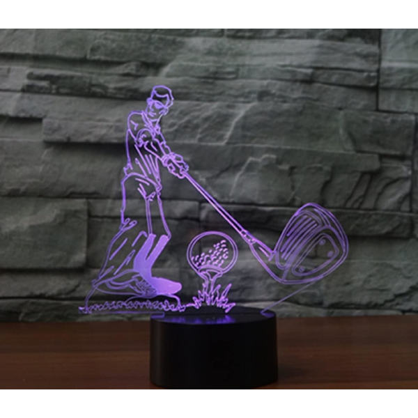 WJ 3D Play Golf Fjernbetjening 16 Farve Natlys Illusion Akryl LED Bordlampe Sengelampe Børns Soveværelse Skrivebord Dekoration Fødselsdagsgaver Legetøj til Børn