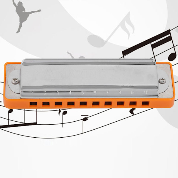 Blues Harmonika 10-Hul Mundharmonika Eb Nøgle ABS Resin Kam Begynder Gaver Professionel (Orange)