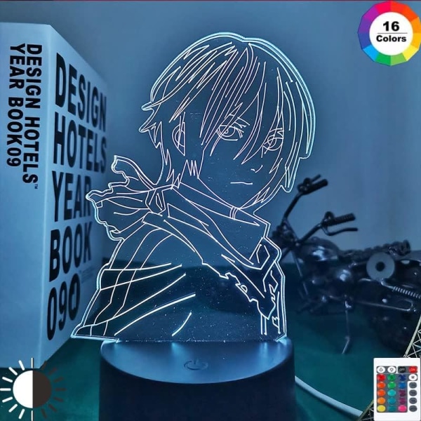 3D Illuusiolamppu Yövalo LED-hahmo Noragami Yato led-lamppu, Anime Noragami Yato Hahmo 716 Väriä LED Kosketus Pöytälamppu - 16 Väriä Kaukosäätimellä Attack on Titan-C