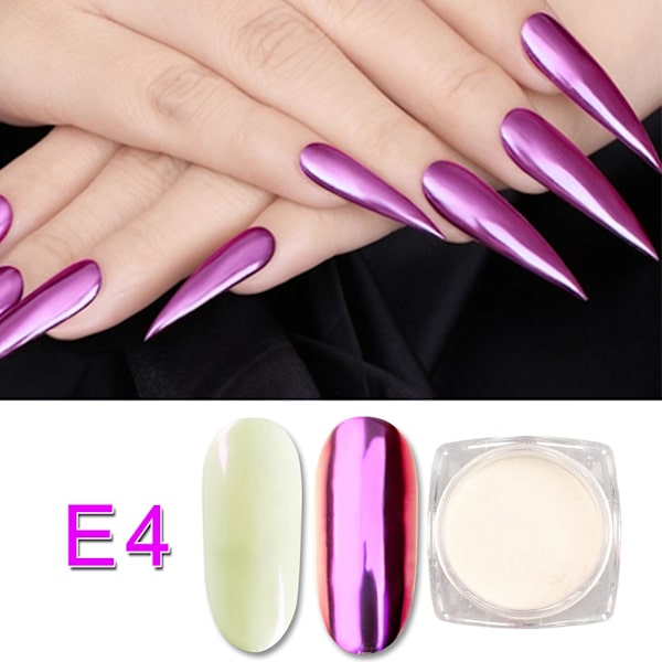 Nagelkonst Pigment Dekorationspulver Kameleont Manikyr Glitter Spegelpulver E4