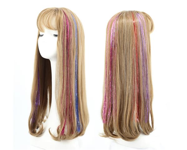 36 tommers hårglitter, glitrende glitter, fehår extensions, varmebestandig festglans