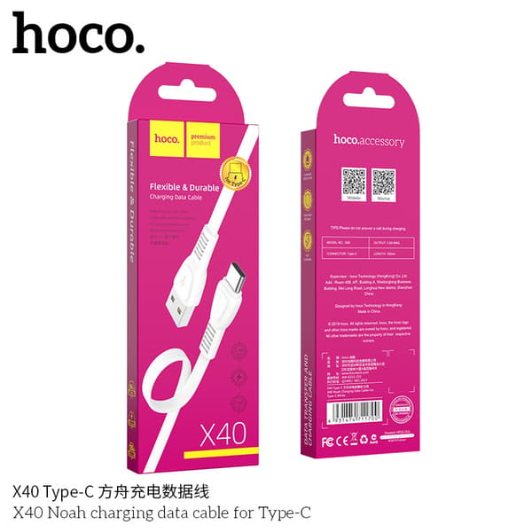 hoco. X40 Ark lämplig för datakabel typ-c universell mobiltelefon hållbar USB-laddningskabel