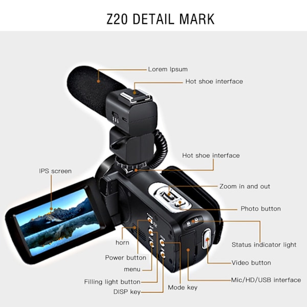 VBESTLIFE HDV Z20 3.0 tum IPS-skärm WIFI 16x digital zoom 1080P DV digitalkamera -