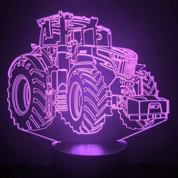 3D lastbil traktor bil nattlampa bord skrivbord optisk illusion lampor 7 färger skiftande lampor LED bordslampa jul hem kärlek födelsedag barn inredning leksak present