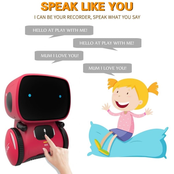 Robotleksak för barn, smarta talande robotar, present till pojkar och flickor i åldern 3+, intelligent partner och lärare, med röststyrning och beröringssensor, sjunger