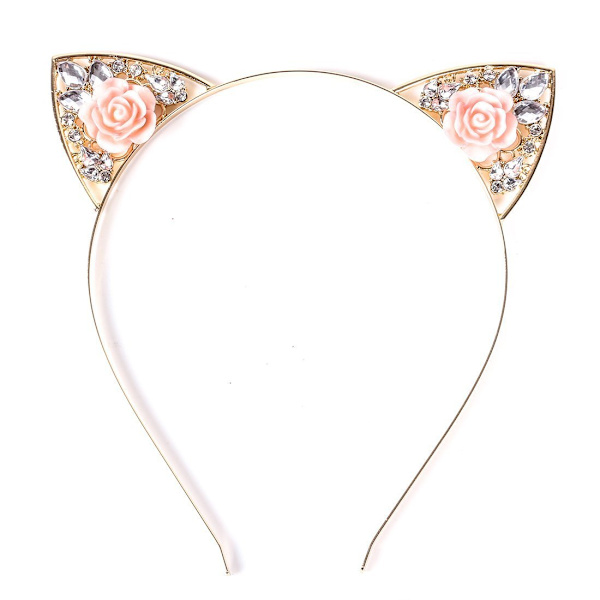 Sød legering bånd diamant rose katteøre pandebånd, egnet til børn/voksne/damer piger at bære ved enhver lejlighed.