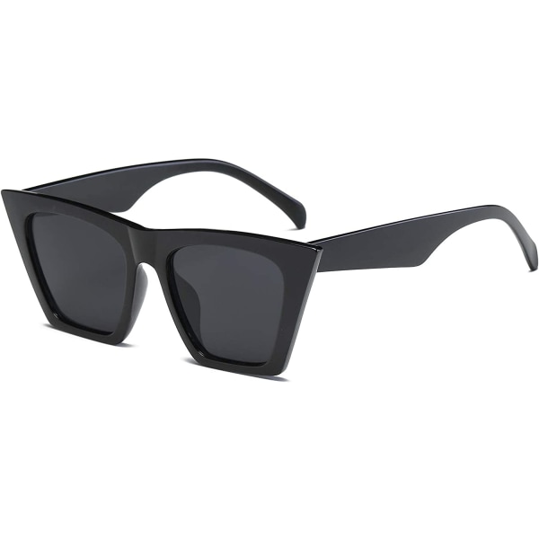 Vintage Square Cat Eye solglasögon för kvinnor Trendiga Cateye solglasögon (svart)