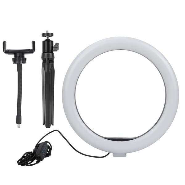 10 tommer bærbar LED-ringlys fyldlampe med mini-bordstativ telefonklemme til makeup