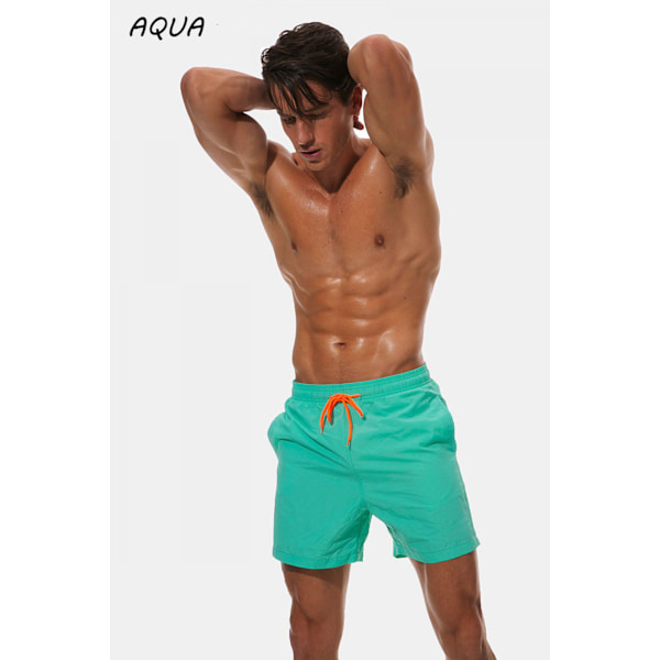 Wekity herrbadbyxor snabbtorkande strandshorts med dragkedjefickor och meshfoder (YKC10)