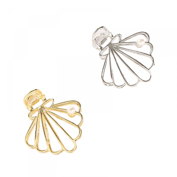 Shell Hairpin Golden Shark Clip Metal Grab Clip Hairpin Ins Bath Hair Grab Back Headgear 2pcs