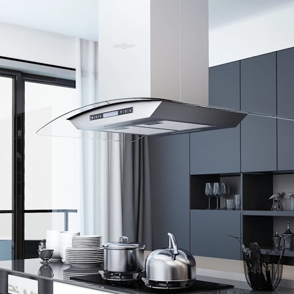 Emhætte med LCD til køkkenø 90cm 756m³/t LED