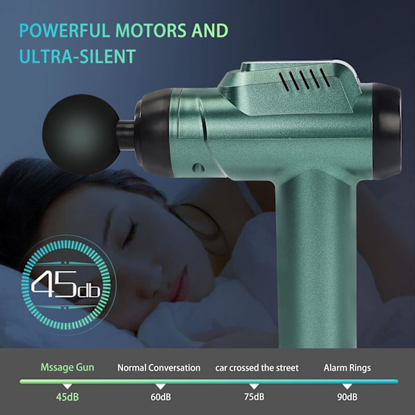 Perkussionsmassagepistol - Massageenhet Handhållen Vibration Djupvävnadsmuskel Elektrisk Pistol - Tyst Borstlös Motor - med 6 Massage