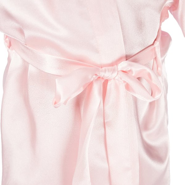 Silk Stain Ren Kimono Bröllopsrock Kimono Robes Sovkläder ------ Ljusrosa（Storlek 14）