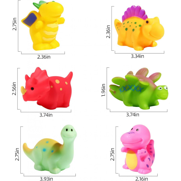 Svampefri Badelegetøj til Børn 1-3 år, 6 stk. Dinosaur Badelegetøj uden Huller til Spædbørn 6-12-18 Måneder, Svampefrit Badelegetøj til Brusebad