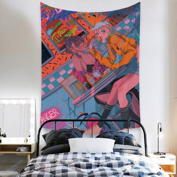 Wekity Anime Gobelin Æstetisk Kunst Hjem Baggrund Stof Dekoration Gave Boho Gobelin til Stue Soveværelse Dekoration (614-16, 51 X 59 tommer )