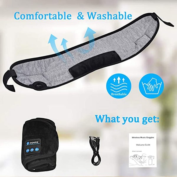 Sovhörlurar Pannband för Sidosovare, Sovmask med Trådlösa Bluetooth-högtalare, Julklappar för Män Kvinnor.