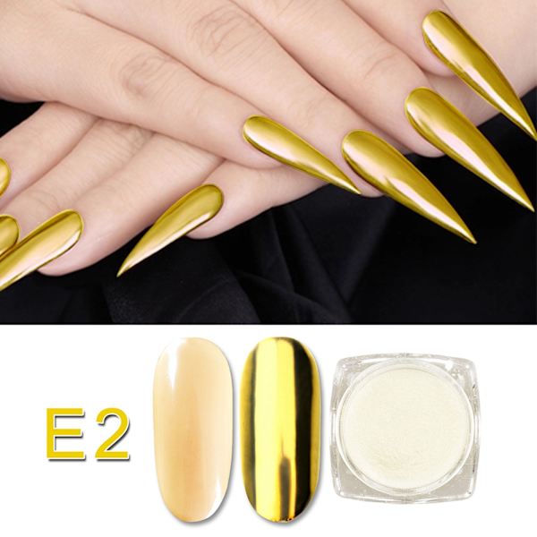 Nagelkonst Pigment Dekorationspulver Kameleont Manikyr Glitter Spegelpulver E2