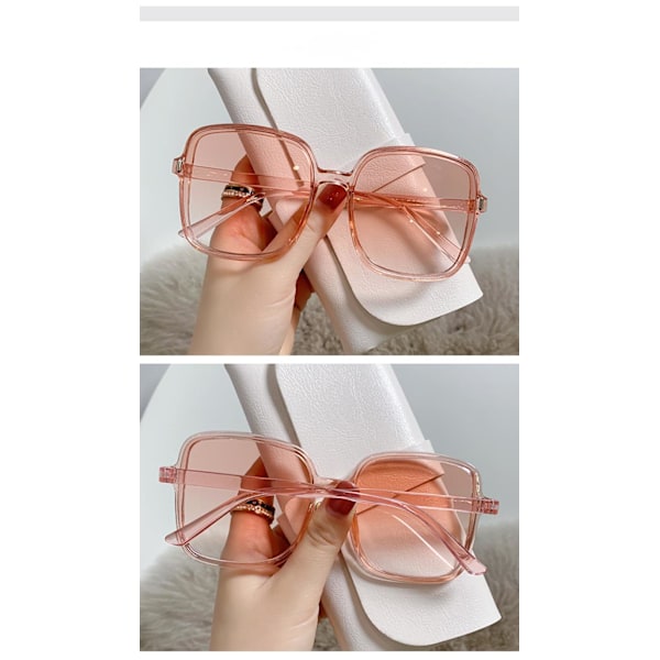Överstora Kvadratiska Solglasögon för Kvinnor, Designer Stora Ram Solglasögon Mode Solglasögon Huva - Rosa
