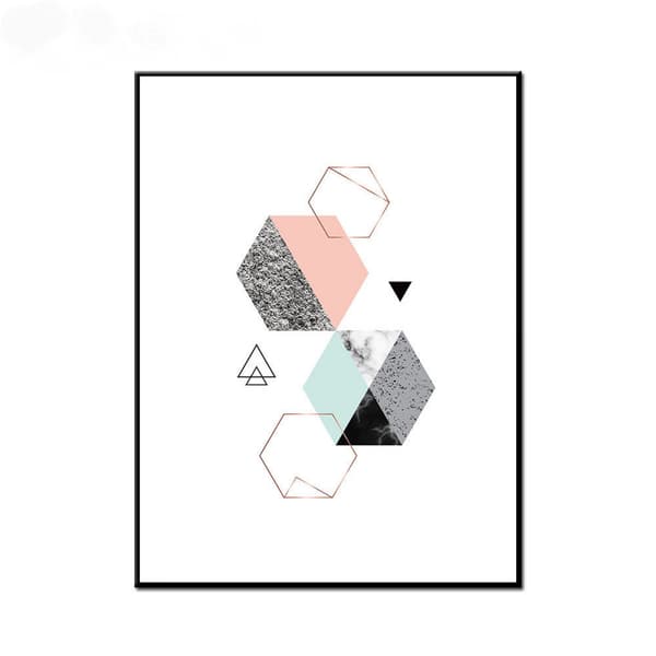 Marmor Textur Geometrisk Patchwork 2 Väggkonst Canvas Tryck Affisch, Enkelt Abstrakt Konst Ritning Dekor (Set om 3 Oinramade, 8.3''x12'')