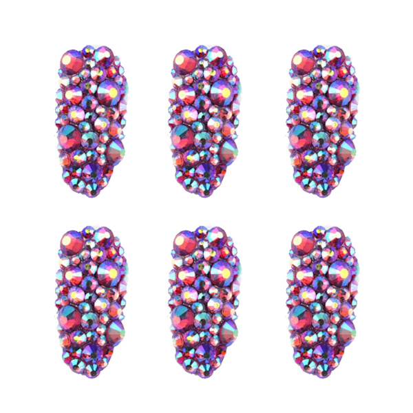 6Grids Nail Art Rhinestone Irregular AB Drills Rivet Beads Sticker DIY Manicure Tool SZ11