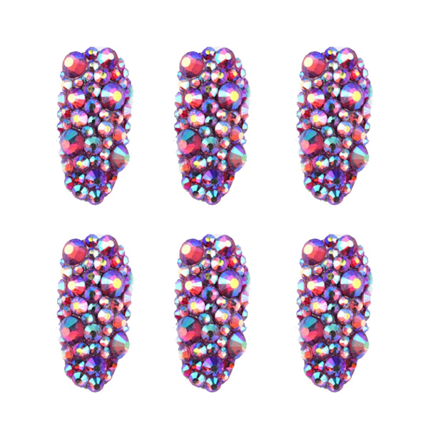 6Grids Nail Art Rhinestone Irregular AB Drills Rivet Beads Sticker DIY Manicure Tool SZ11