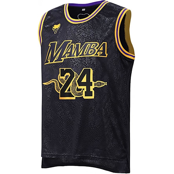 Mænds Basketball Jersey, Sort 24 Mamba Jersey T-shirts, Mode Basketball Jersey, Gave til Basketball Fans, Sort, L