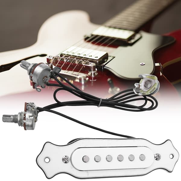 6 Strängar Pickup Krets ABS Hölje Ljudhål Magnetisk för Akustisk Elgitarr(Vit)