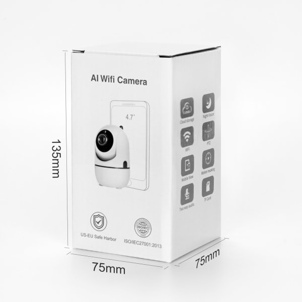 Baby med fjärrstyrd Pan-Tilt-Zoom-kamera, infraröd nattseende (vit med svart) med 128 GB minneskort