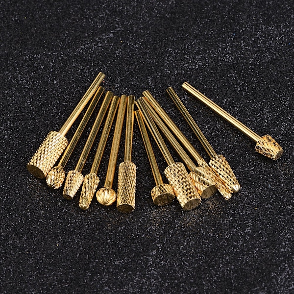 12 st/set Legering Volfram Stål Guld Nagelborr Bits Fil Slipning Huvud Manikyr Vård Verktygssats