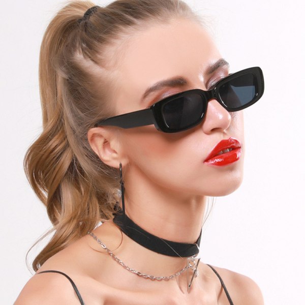 Rektangulära solglasögon för kvinnor Retro modesolglasögon UV 400 Skyddsglasögon med fyrkantig ram