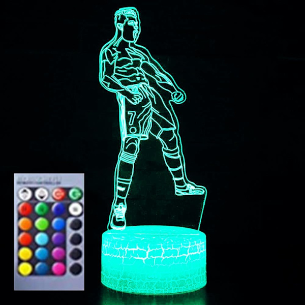 WJ 3D Fodbold LED Natlampe Illusion Natlampe 16 Farve Skiftende Bord Dekoration Gave Akryl Flad ABS Base USB Kabel Legetøj