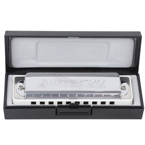 Blues Harmonica 10-håls munspel #F-ton ABS-hartskam vindinstrument professionell (vit)