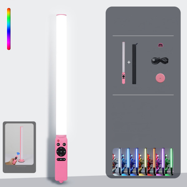 RGB handhållen LED-videoljus Wand Stick Fotograferingsljus, med inbyggt uppladdningsbart batteri och fjärrkontroll