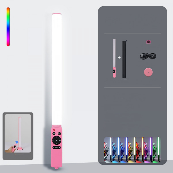 RGB Käsikäyttöinen LED-videovalotikku, sisäänrakennetulla ladattavalla akulla ja kaukosäätimellä