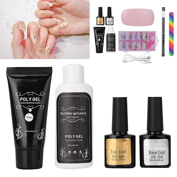Nagelkonstverktyg Set Nagel torklampa Förlängningslim Byggare Manikyr Förlängning Transparent