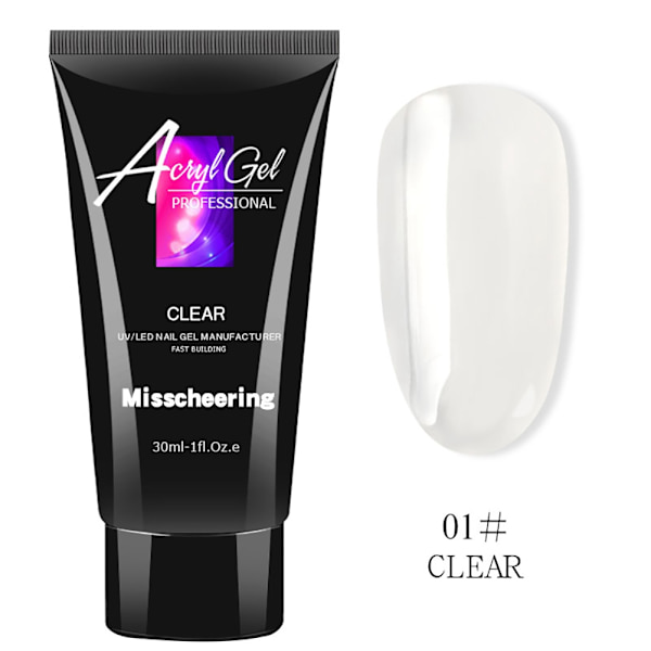 30ml Professionellt Snabbt Kristall Nagel Extensionslim Manikyr UV Gel Builder 1#KLAR