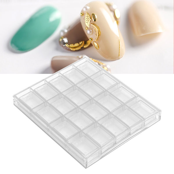 20 rutnät Nagel Dekoration Sekvens Organisera Box Transparent Tom Nagel Konst Förvaringslåda (Klar)